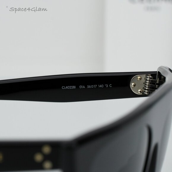 BRAND NEW Celine CL40228I 01A Shiny Black Smoke Grey Geometric Women Sunglasses - Picture 6 of 10